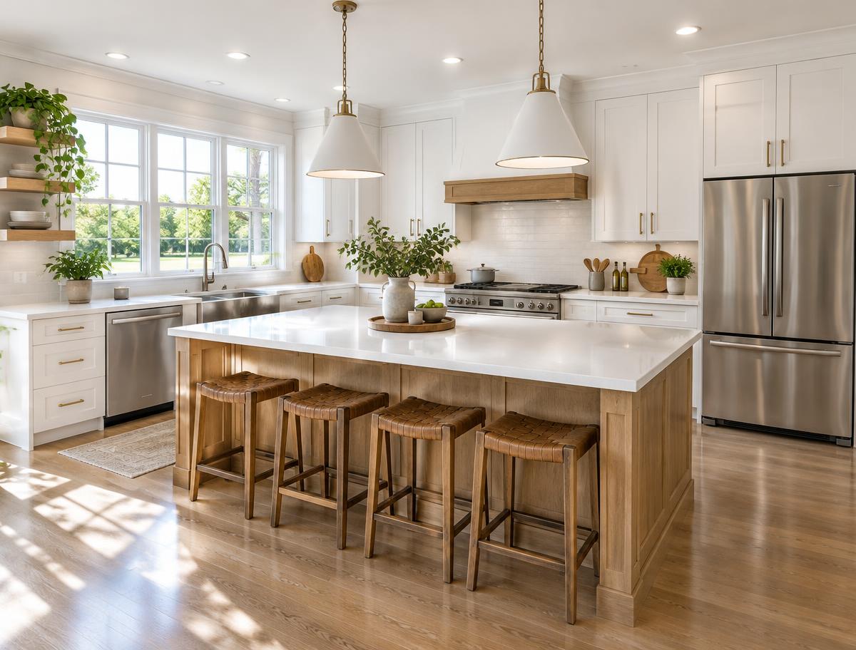 Sparkling clean white kitchen with gleaming countertops
